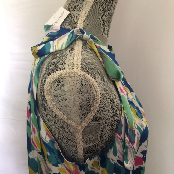 TCEC Blue Floral Tie Neck Dress (J) - Picture 3 of 8